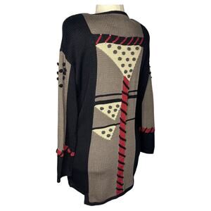 Sandra Miller Sweater Sz Medium Hand Loomed Cardigan Contemporary